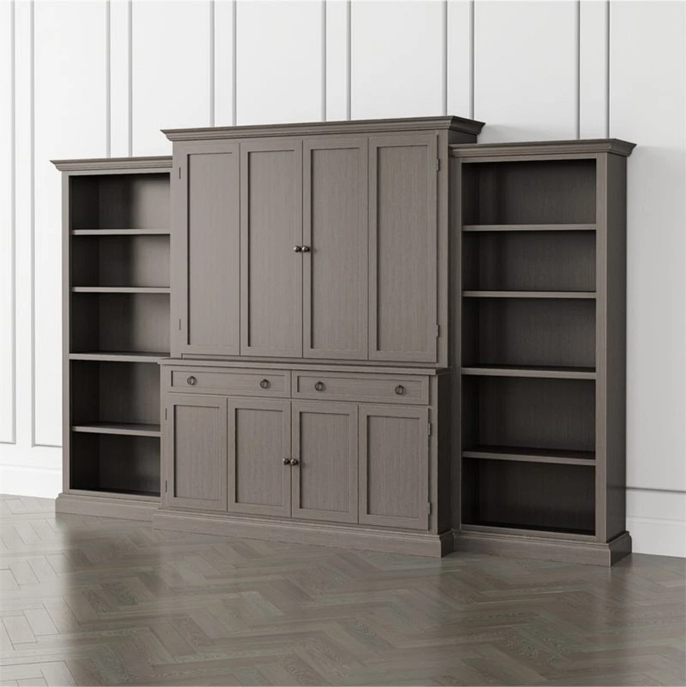 Cameo Grigio 4-Piece Entertainment Center with Open Bookcases