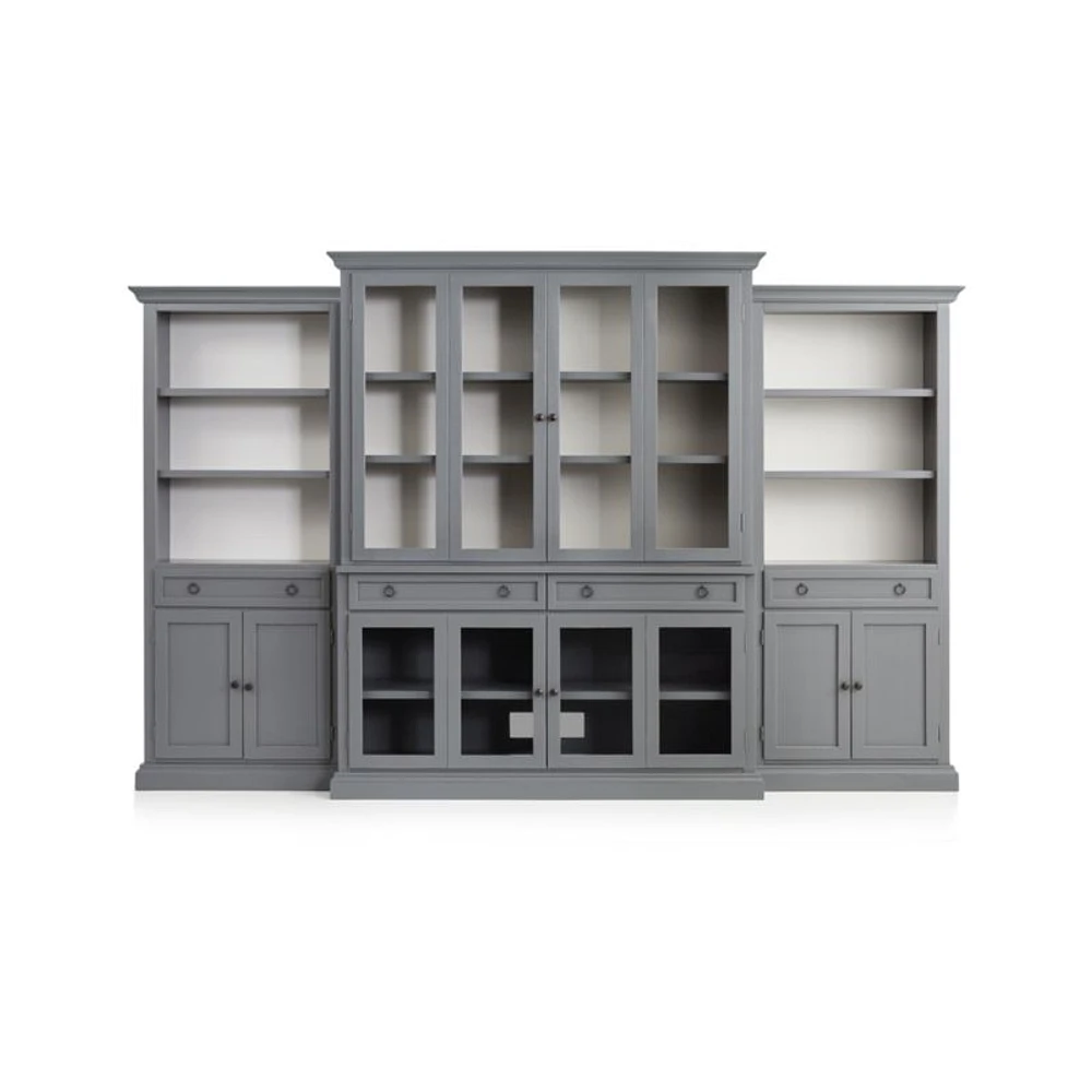 Cameo 4-Piece Modular Grey Glass Door Wall Unit