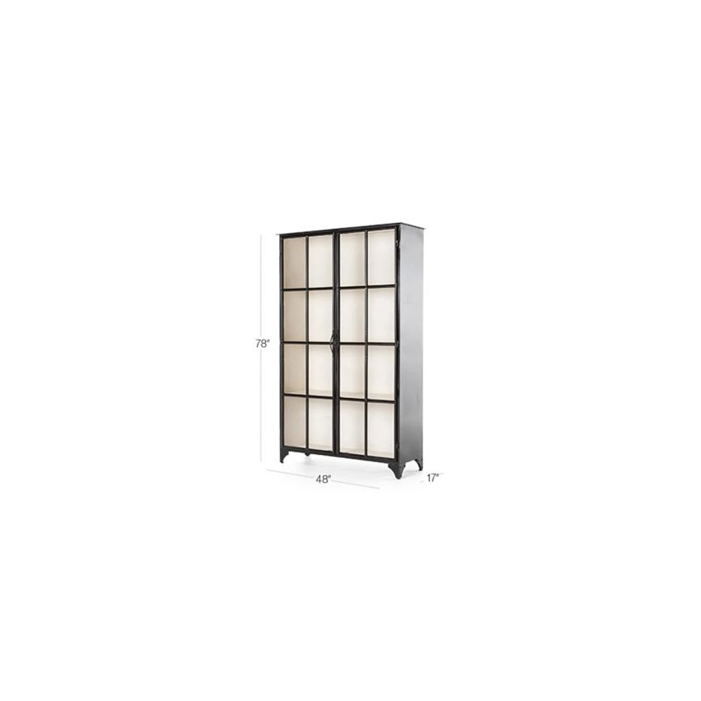 Kedzie 48" Black-and-White Iron Storage Display Cabinet