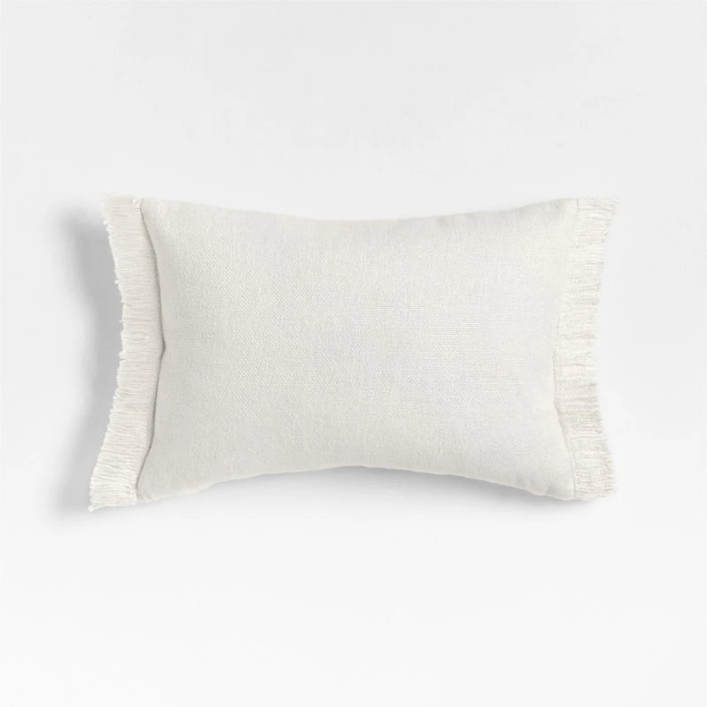 Casual Textured Fringe 24x16 Arctic Ivory Throw Pillow Cover