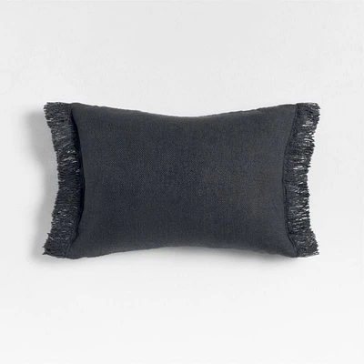Casual Textured Fringe 24x16 Deep Indigo Throw Pillow Cover