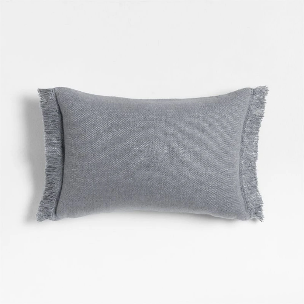 Casual Textured Fringe 24x16 Smoke Blue Throw Pillow Cover