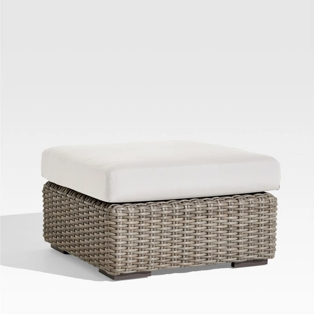 Abaco Resin Wicker Outdoor Ottoman with Natural Sunbrella ® Cushion