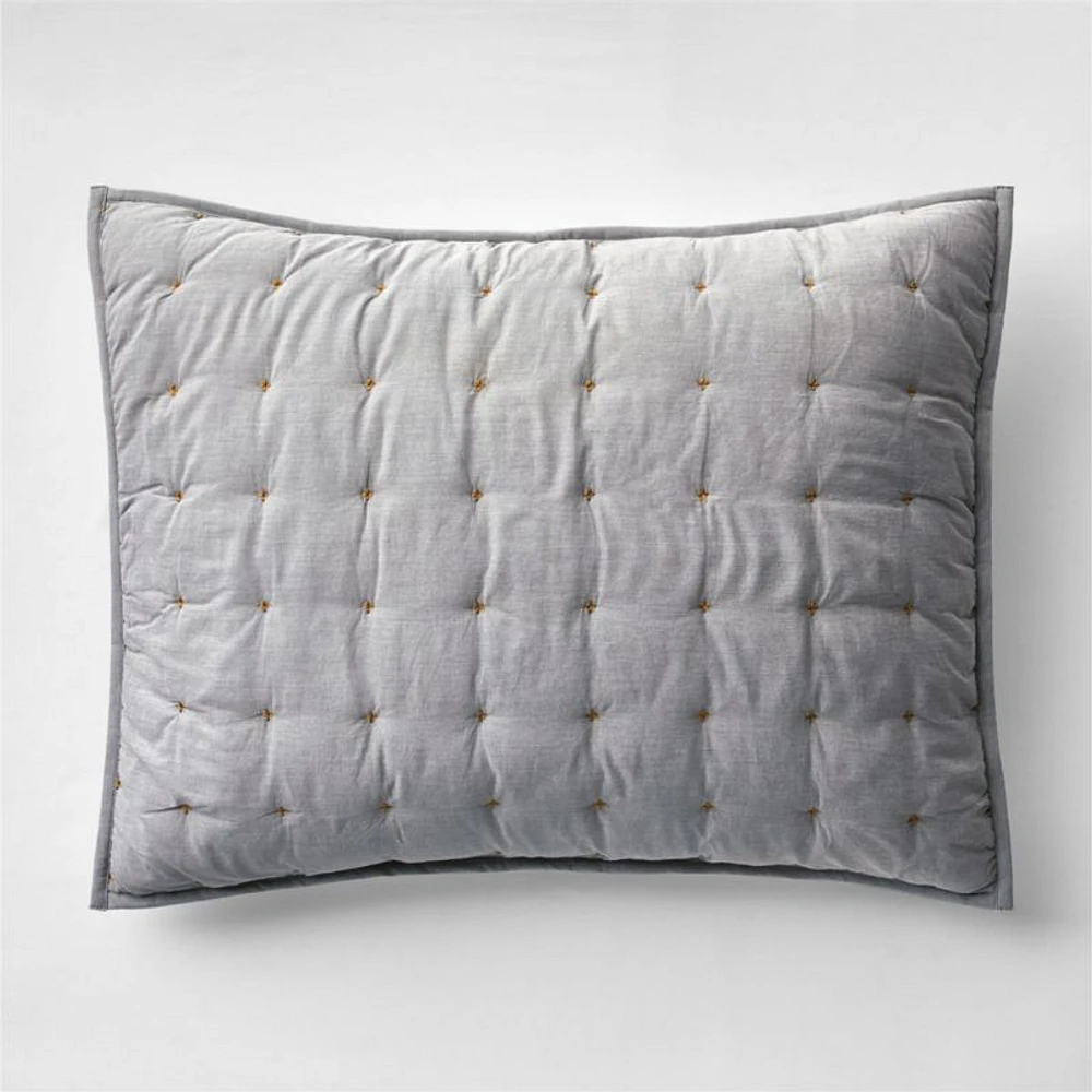 Classic Chambray Pewter Grey Organic Cotton Kids Pillow Sham