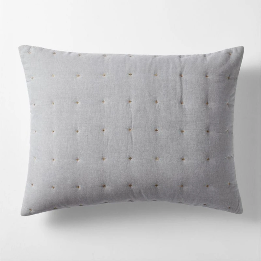 Classic Chambray Pewter Grey Organic Cotton Kids Pillow Sham