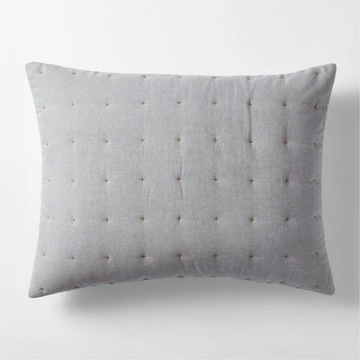 Classic Chambray Pewter Grey Organic Cotton Kids Pillow Sham