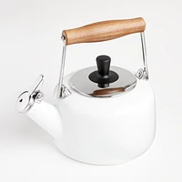 Chantal Sven Matte White Tea Kettle with Wood Handle