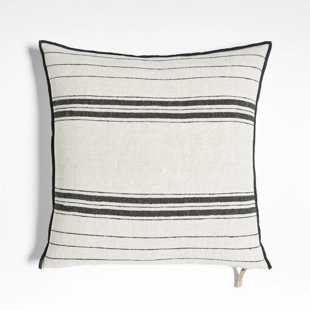 Chatou Organic Cotton Arctic Ivory Stripe 20"x20" Throw Pillow Cover