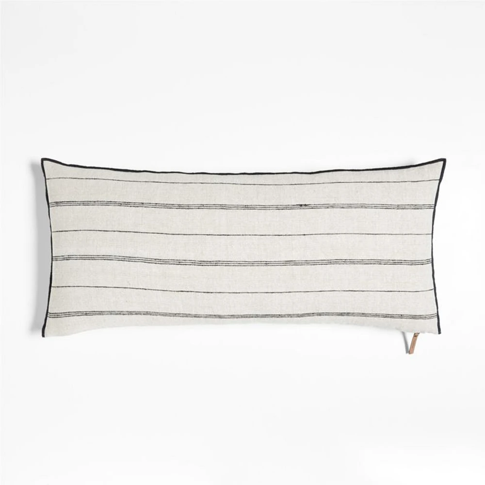 Chatou Organic Cotton Arctic Ivory Stripe 36x16 Throw Pillow Cover