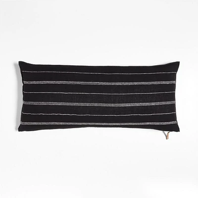Chatou Organic Cotton Ink Black Stripe 36x16 Throw Pillow Cover