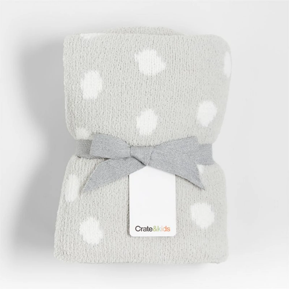 Reversible Grey Chenille Dot Baby Stroller Blanket
