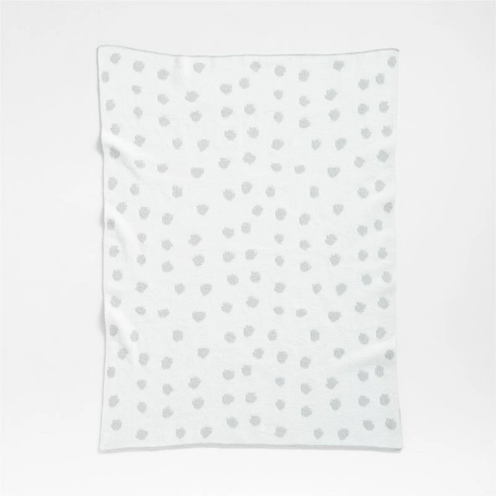 Reversible Grey Chenille Dot Baby Stroller Blanket