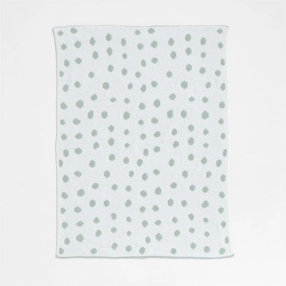 Reversible Muted Teal Chenille Dot Baby Stroller Blanket