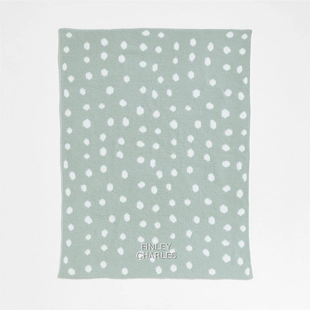 Reversible Muted Teal Chenille Dot Baby Stroller Blanket