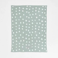 Reversible Muted Teal Chenille Dot Baby Stroller Blanket