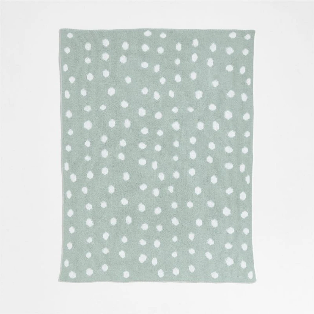 Reversible Muted Teal Chenille Dot Baby Stroller Blanket