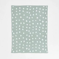 Reversible Muted Teal Chenille Dot Baby Stroller Blanket