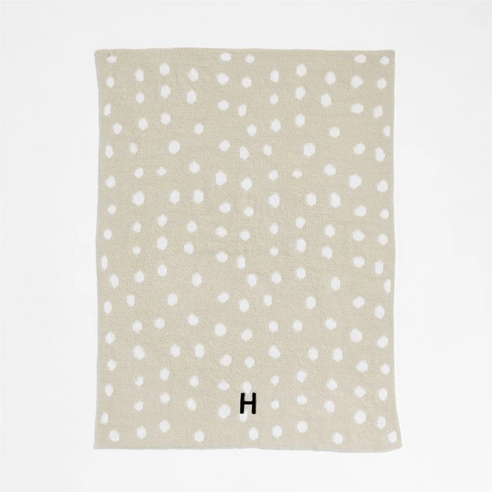 Reversible Stone Tan Chenille Dot Baby Stroller Blanket