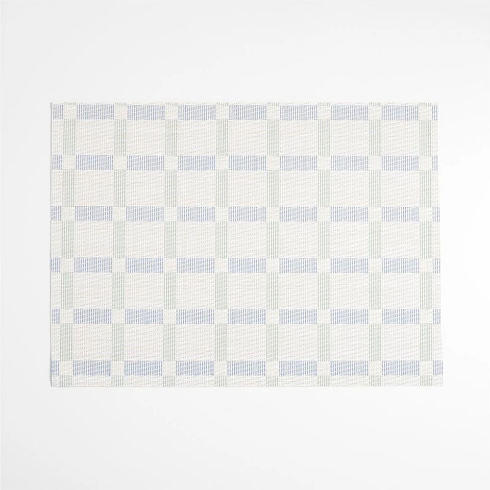 Chilewich® Light Navy and Verte Green Rectangular Tile Easy-Clean Vinyl Placemat