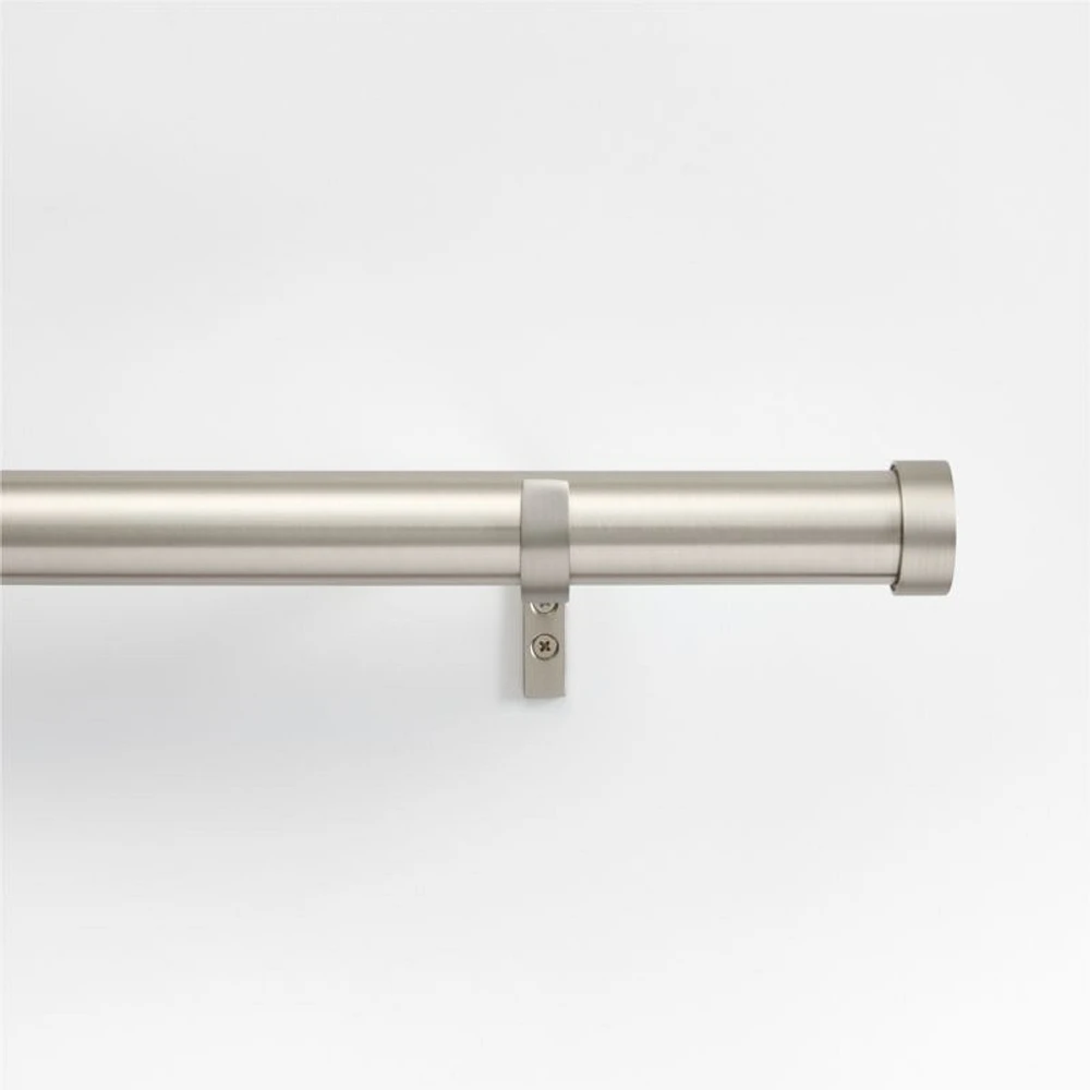 Brushed Nickel 1.5" Standard Curtain Rod and Round End Cap Finials Set 48"-88"