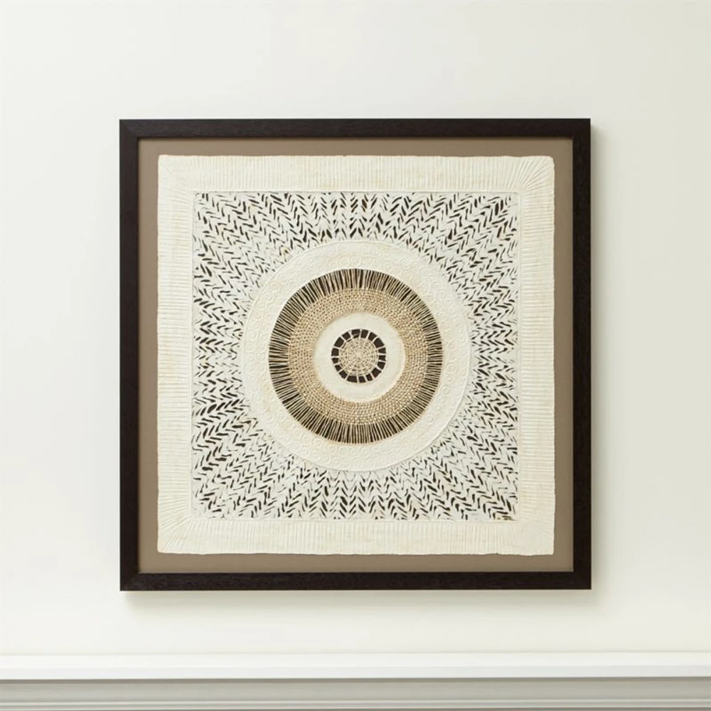 "Circulo de Papel" Framed Hand-Crafted Paper Wall Art 43"x43" by Julio Laja Chichicaxtle