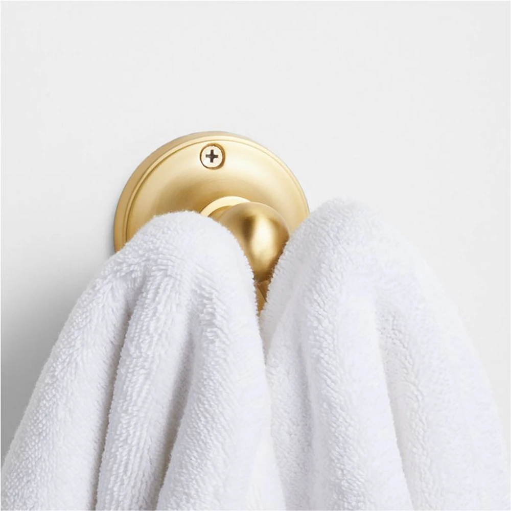 Classic Round Brushed Brass Bathroom Towel Hook