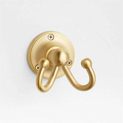 Classic Round Brushed Brass Bathroom Towel Hook