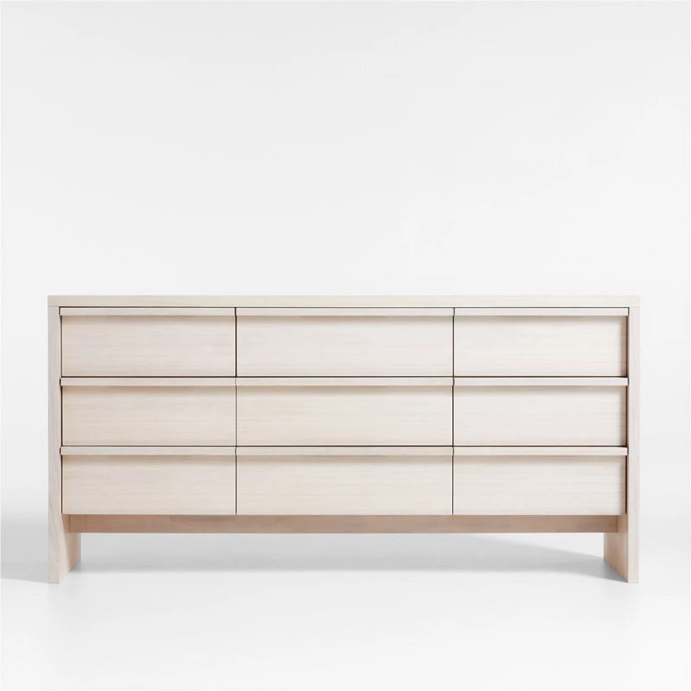 Clemente 68" Whitewashed Ash 9-Drawer Dresser