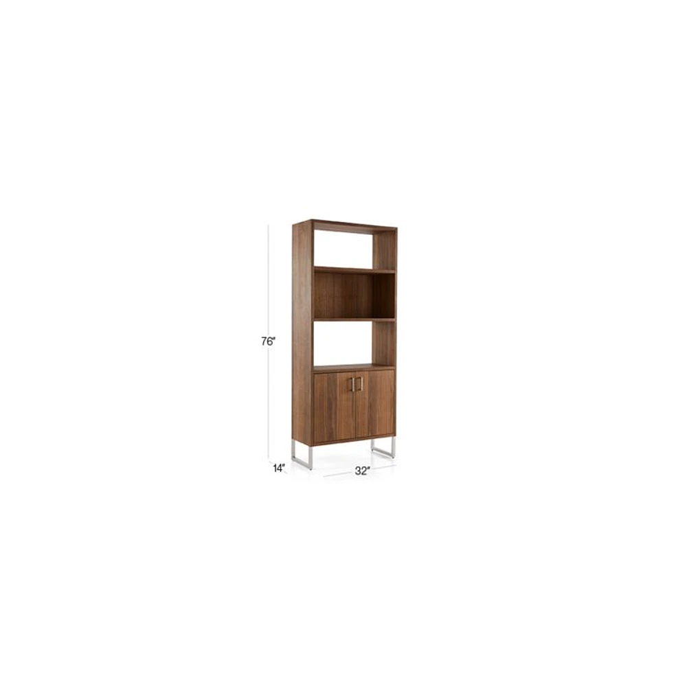 Clybourn 32" Walnut Storage Bookcase