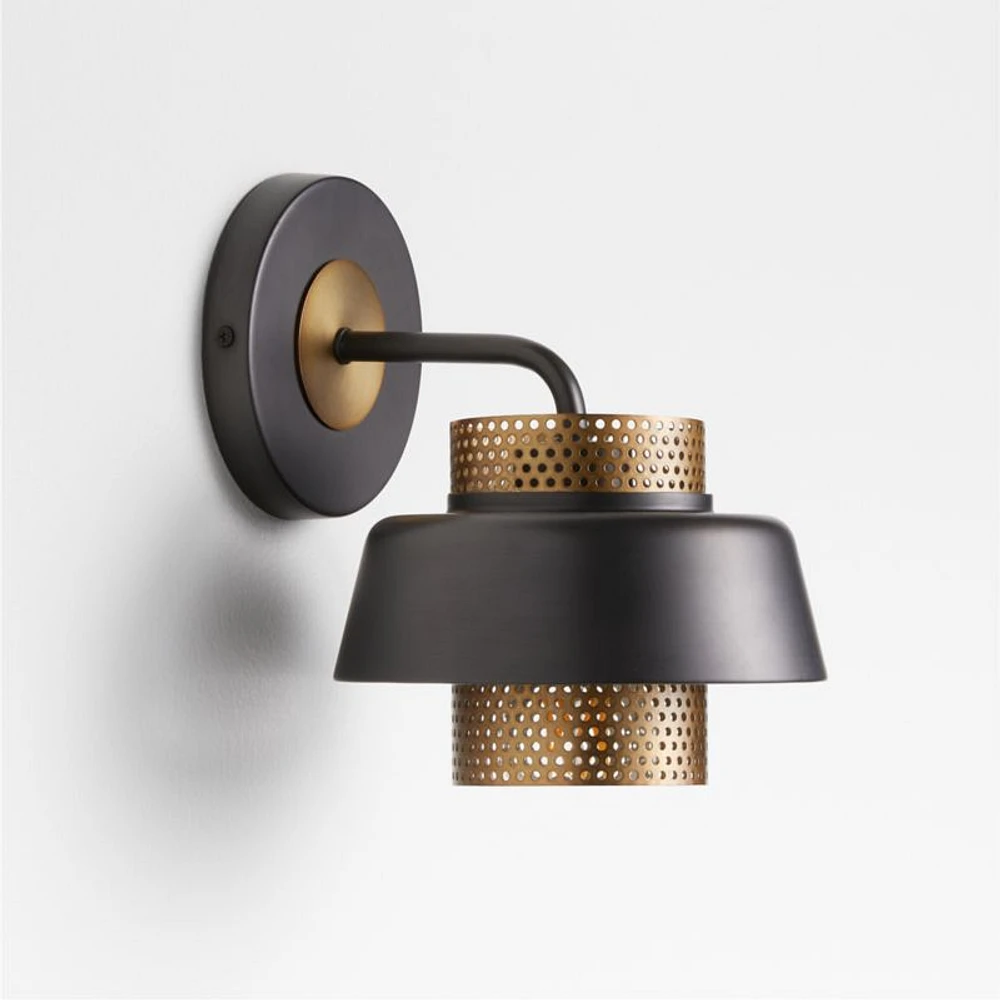 Colin Black and Brass Sconce Light