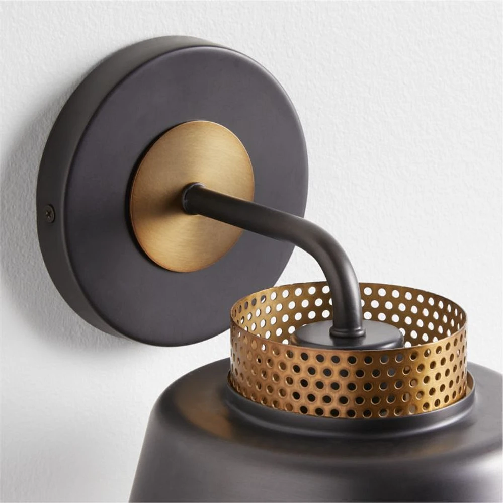 Colin Black and Brass Sconce Light