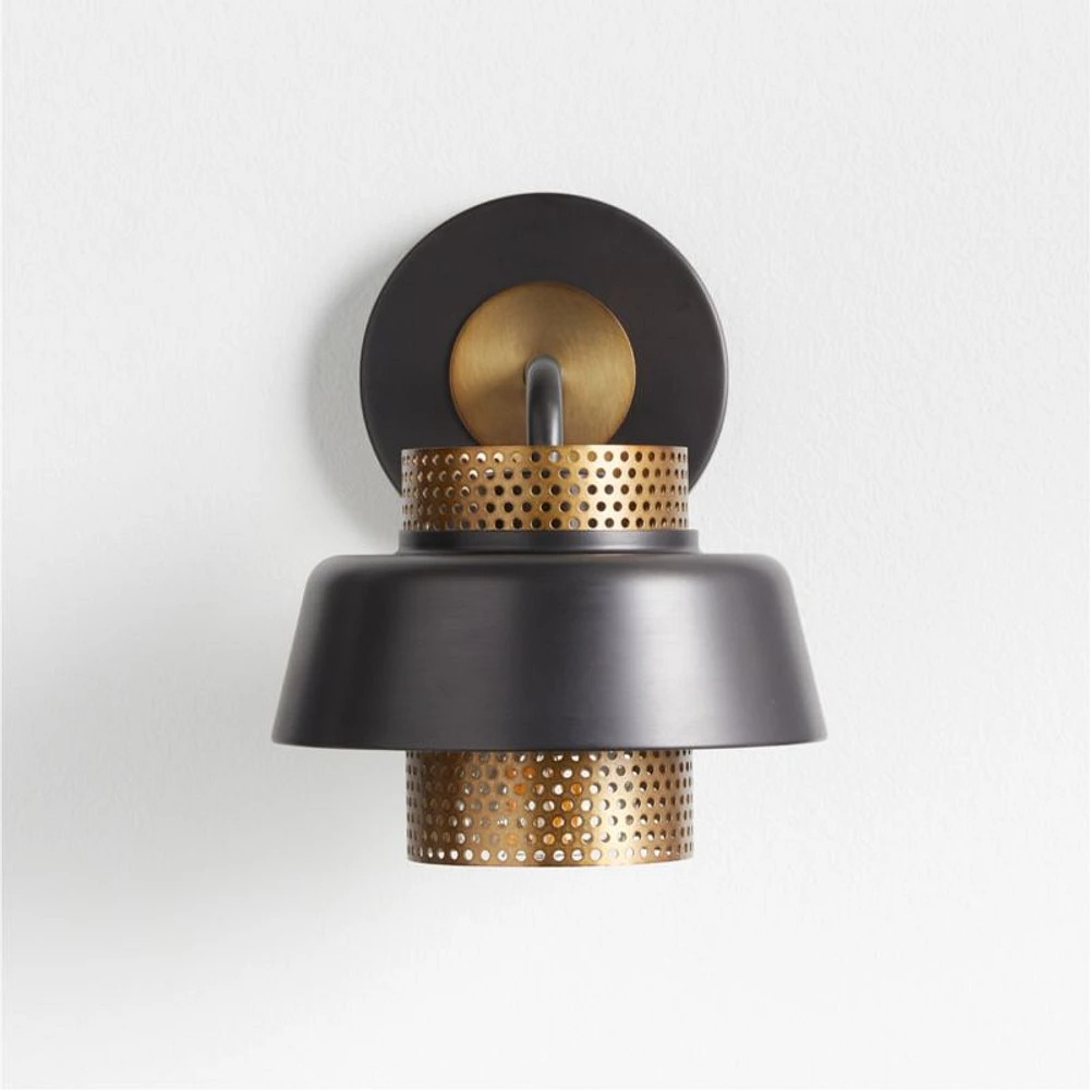 Colin Black and Brass Sconce Light