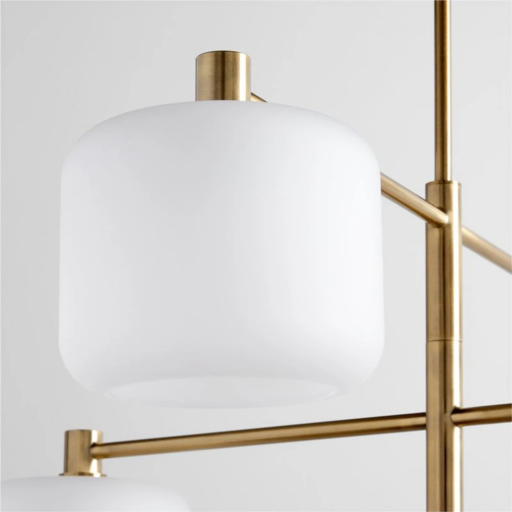 Colombe Burnished Brass and Glass Chandelier Light