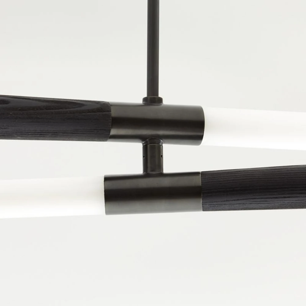 Colt Linear LED Wood Black Chandelier Light