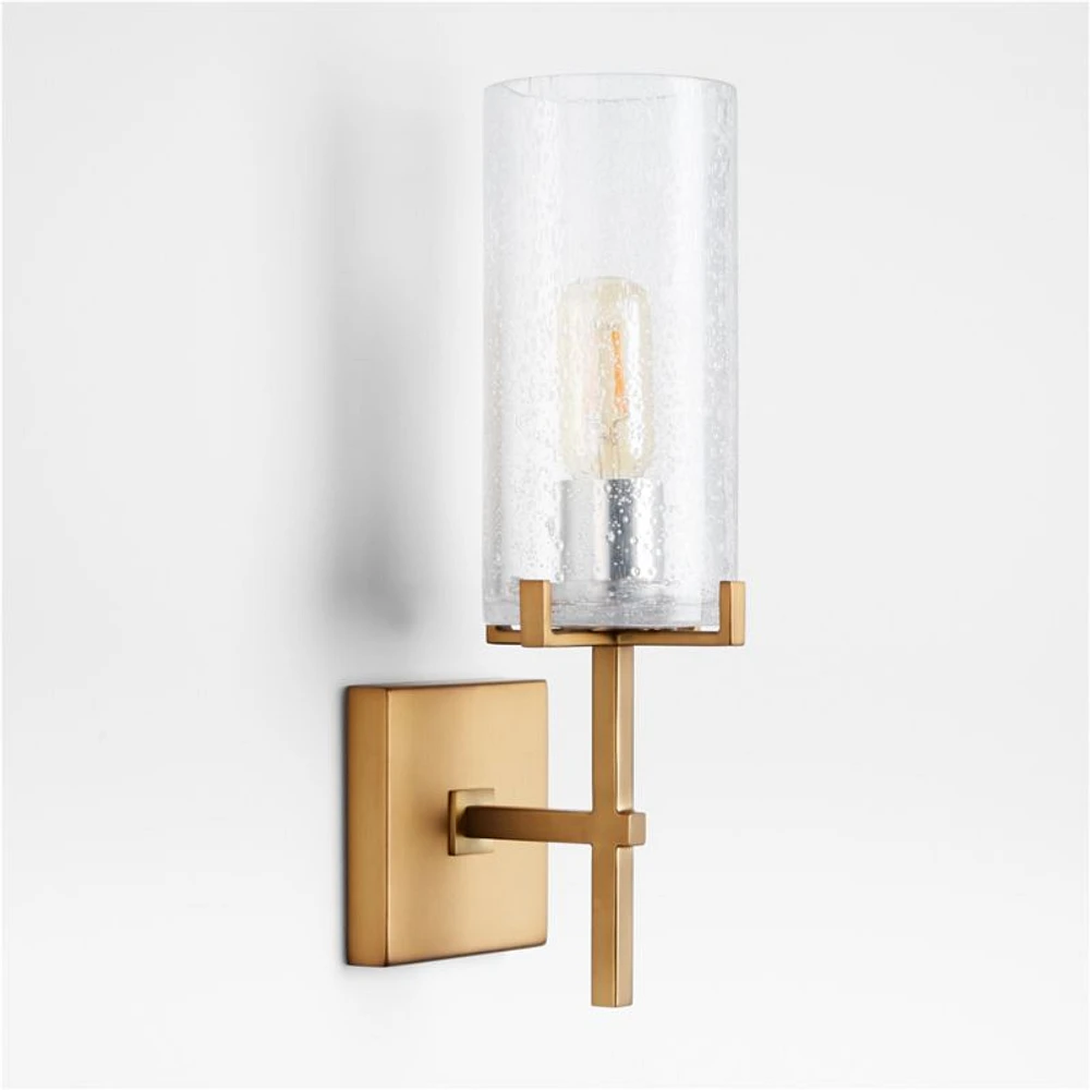 Coquina Burnished Brass Wall Sconce Light with Glass Shade