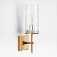 Coquina Burnished Brass Wall Sconce Light with Glass Shade