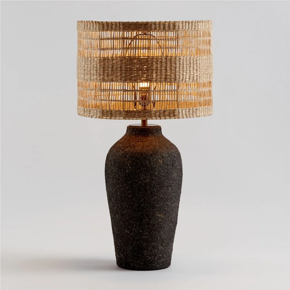 Corfu Tall Earthenware Table Lamp with Woven Shade