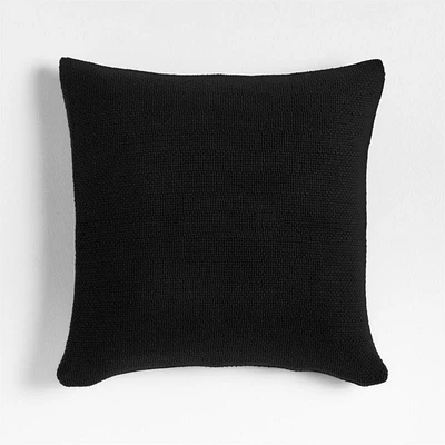 Organic Cotton Basketweave 20x20 Ink Black Throw Pillow Cover