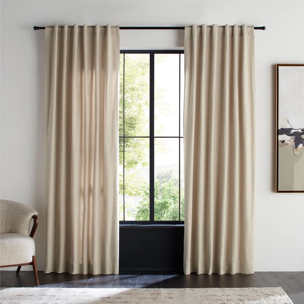 Organic Cotton Natural Taupe Window Curtain Panel 52"x96"