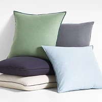 Organic Cotton Merrow Stitch 23"x23" Midnight Navy Throw Pillow Cover