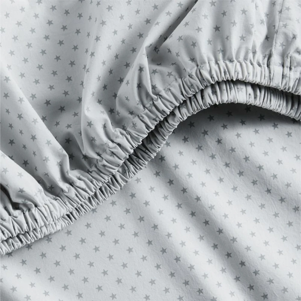 Cozy Cloud Modern Star Mist Blue Washed Organic Cotton Baby Crib Fitted Sheet