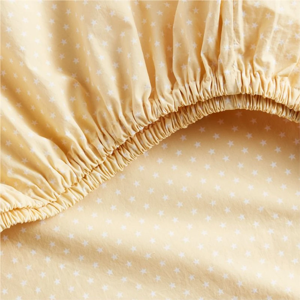 Cozy Cloud Modern Star Savannah Yellow Washed Organic Cotton Baby Crib Fitted Sheet