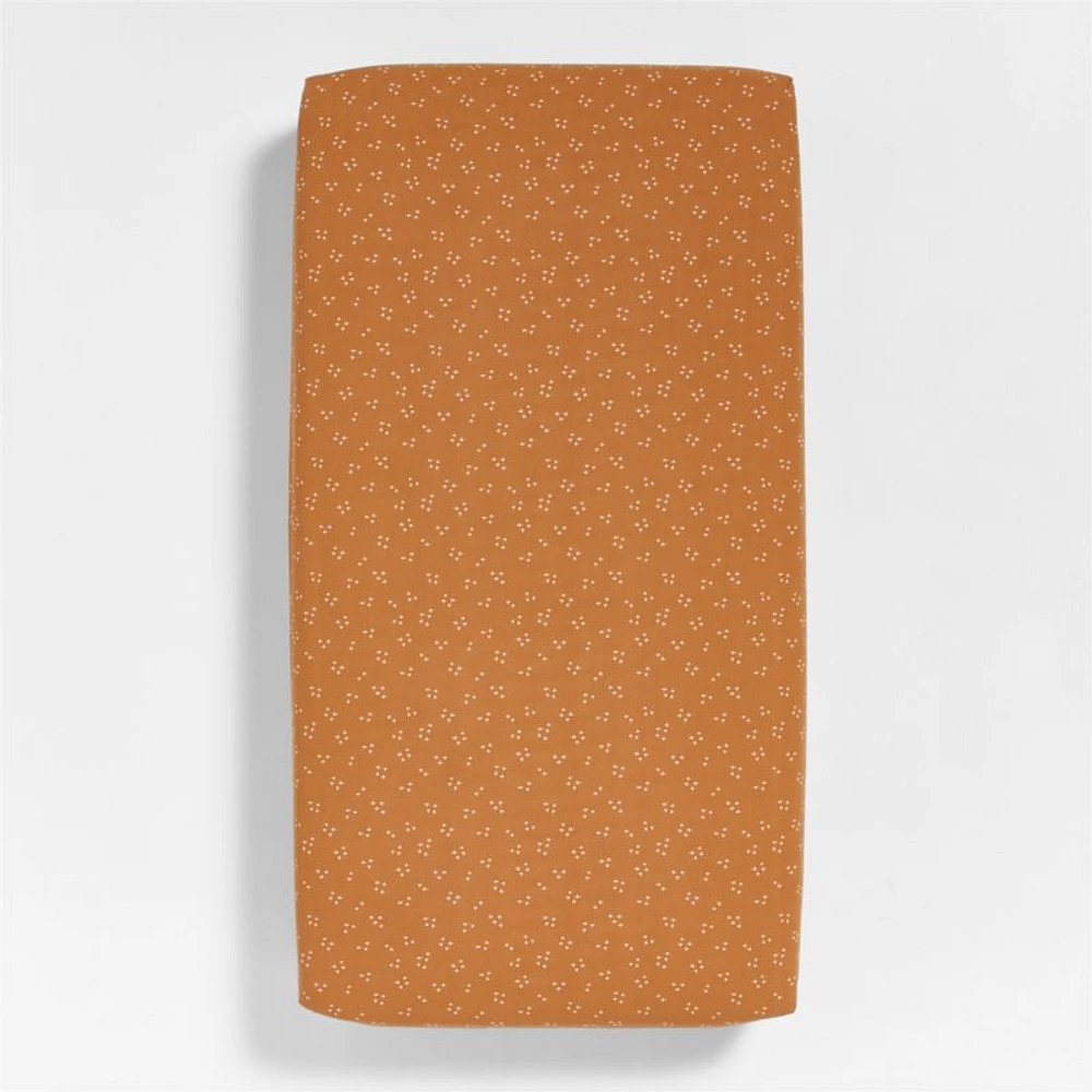 Cozy Cloud Twinkle Brulee Brown Washed Organic Cotton Baby Crib Fitted Sheet