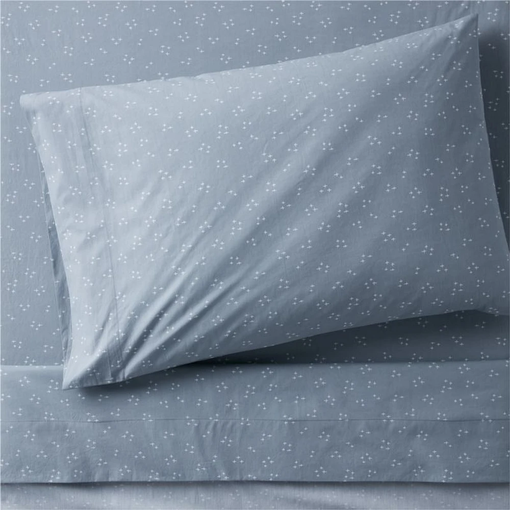 Cozy Cloud Twinkle Mist Blue Washed Organic Cotton Kids Twin Sheet Set