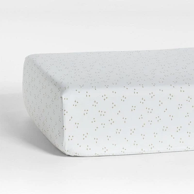 Cozy Cloud Twinkle Willow Green Washed Organic Cotton Baby Crib Fitted Sheet