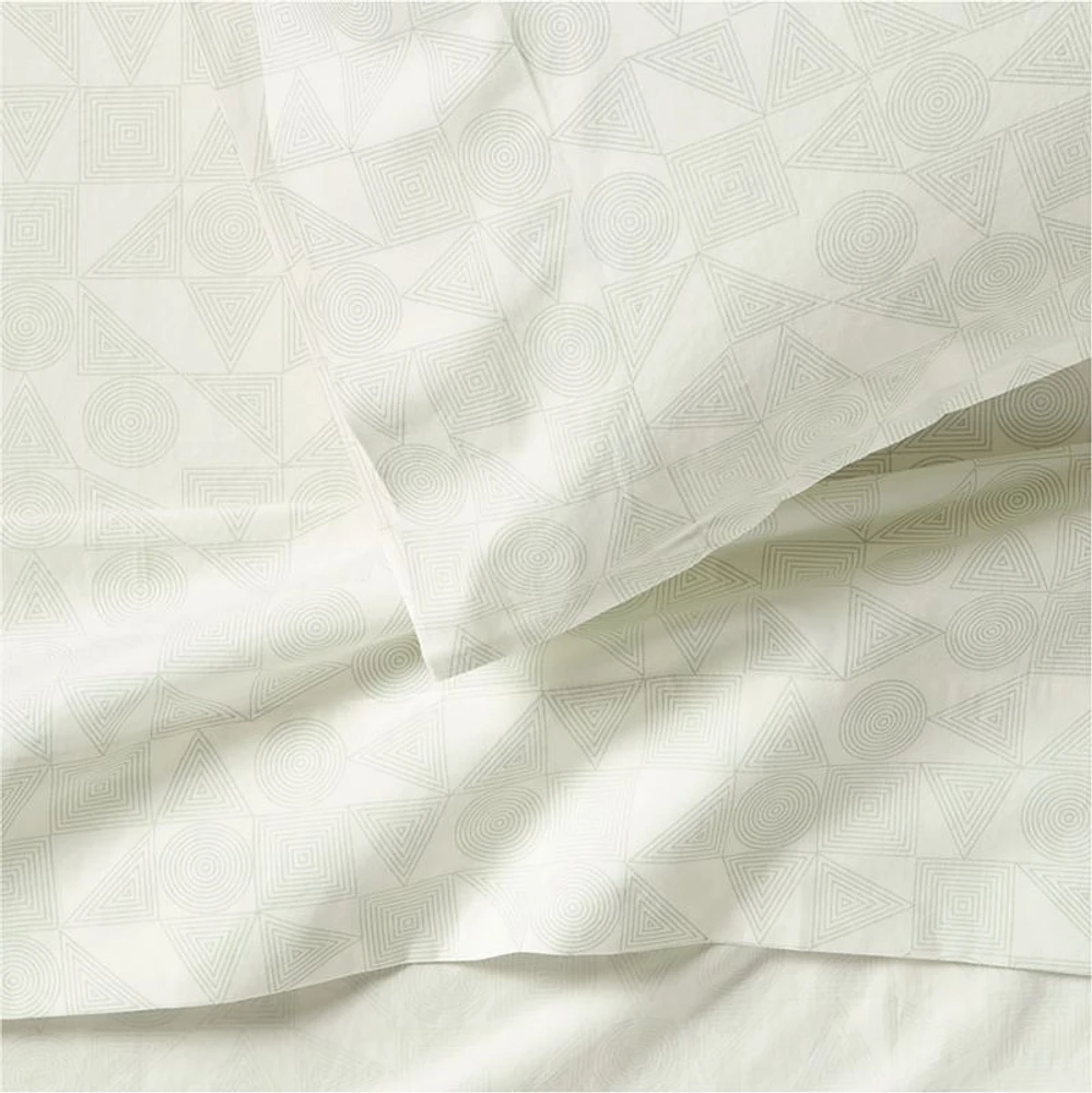 Cozy Cloud Zen Geo Muted Teal Washed Organic Cotton Kids Twin Sheet Set