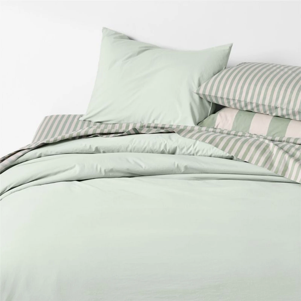 Cozy Cloud Muted Teal Washed Organic Cotton Kids Twin Duvet Cover
