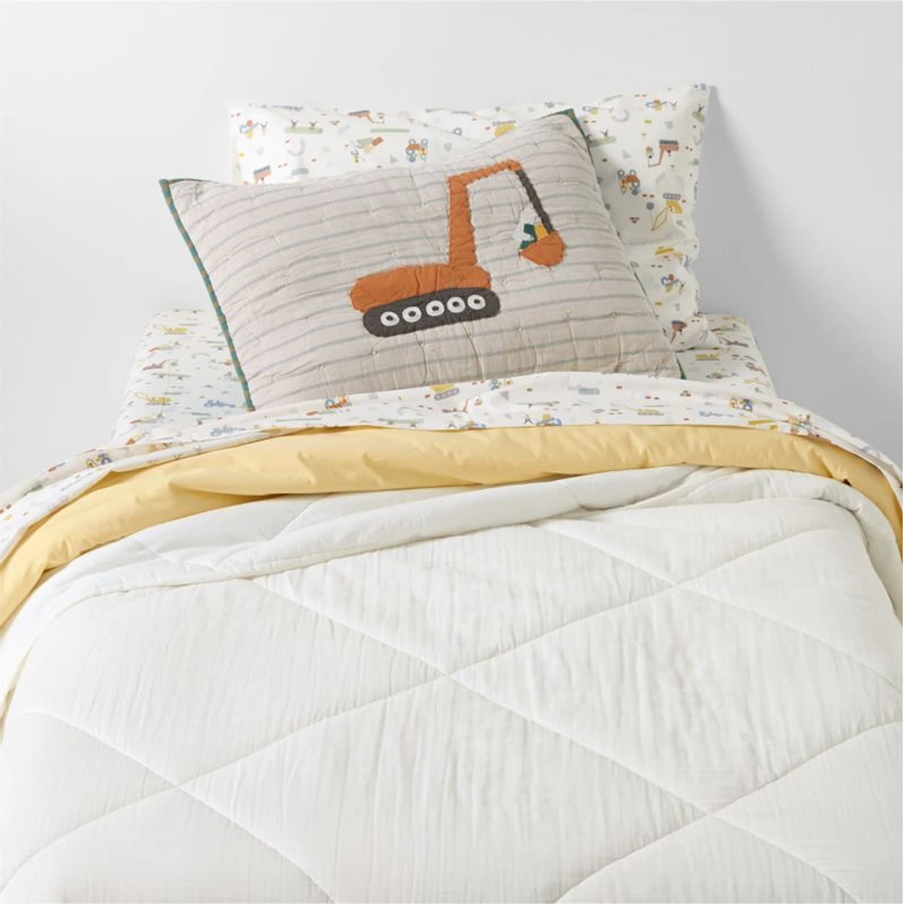 Cozy Cloud Straw Yellow Washed Organic Cotton Kids Twin Duvet Cover
