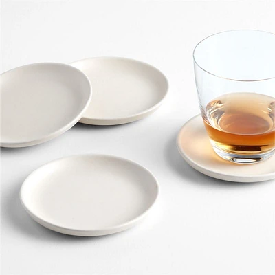 Craft Linen Cream Stoneware Coasters, Set of 4