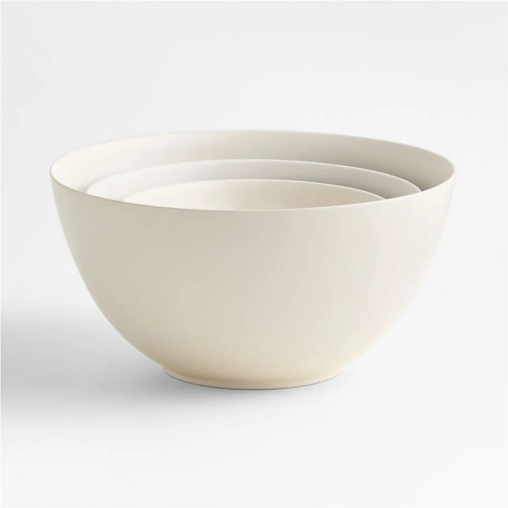 Craft Linen Cream Ceramic Mixing Bowl, Set of 3